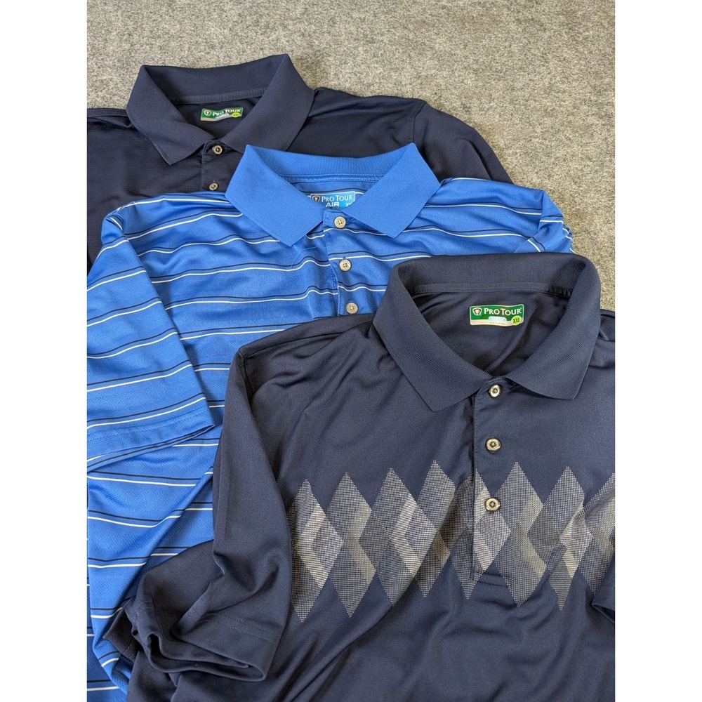 Pro Tour Polo Shirt Mens 2XL Coolplay(2) Airplay(1) Short Sleeve Lot of 3 EUC